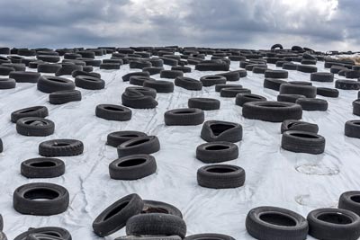 old tyres ready to be recycled
