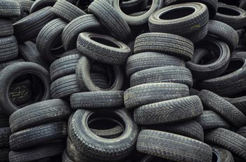 piled up old tyres
