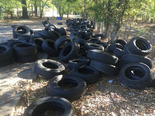 old tyres dumped