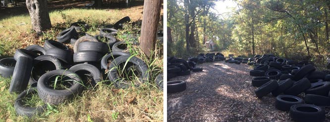 discarded old tyres in Shreveport, Texas