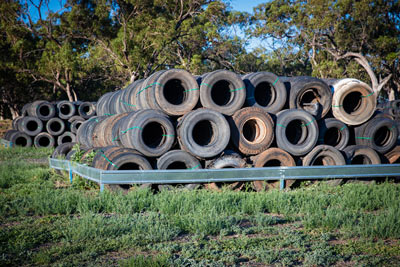 old tyres ready for recycling
