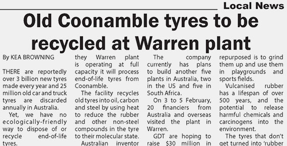 coonamble times gdt tyre recycling article
