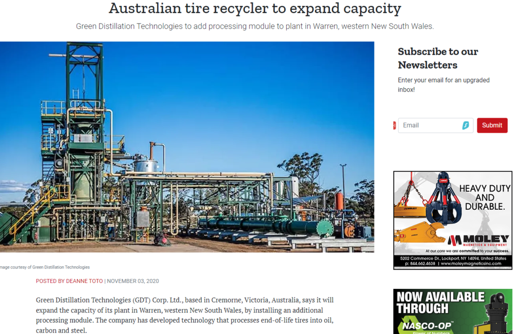 GDT tyre recycling in the media